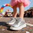 thumbnail image 7 of QUOTAY Girls Sneakers for Everyday Style Lightweight Cushioned Kids Casual Shoes with and Flexible Sole Kids Slippers Girls Silver，5-5.5 Years, 7 of 7