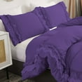 thumbnail image 2 of DNG Creations 3 Piece Double Ruffle Duvet Cover With Zipper Closure ( Solid Purple ) All-Season 100% Egyptian Cotton, 800 Thread Count ( Oversized King - Size ), 2 of 6