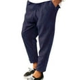 thumbnail image 1 of Innerwin Bottoms Drawstring Mens Trousers Holiday Elastic Waist Leisure Pants Blue S, 1 of 4
