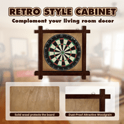 Dart Board Cabinet Set - Steel-Tip Dart Board Adult Game Bar Set for Room Decor, Man Caves, and Backyard Games