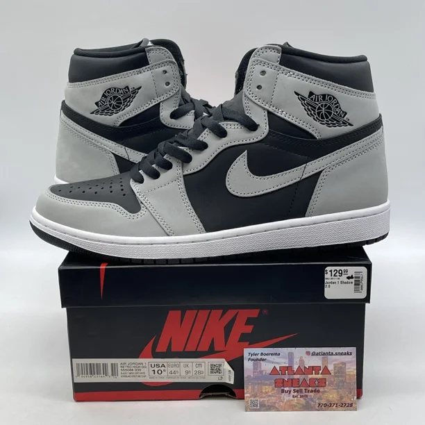 Size 10 - Jo r-dan 1 Retro OG High Shadow 2.0 White Black Leather (555088-035)