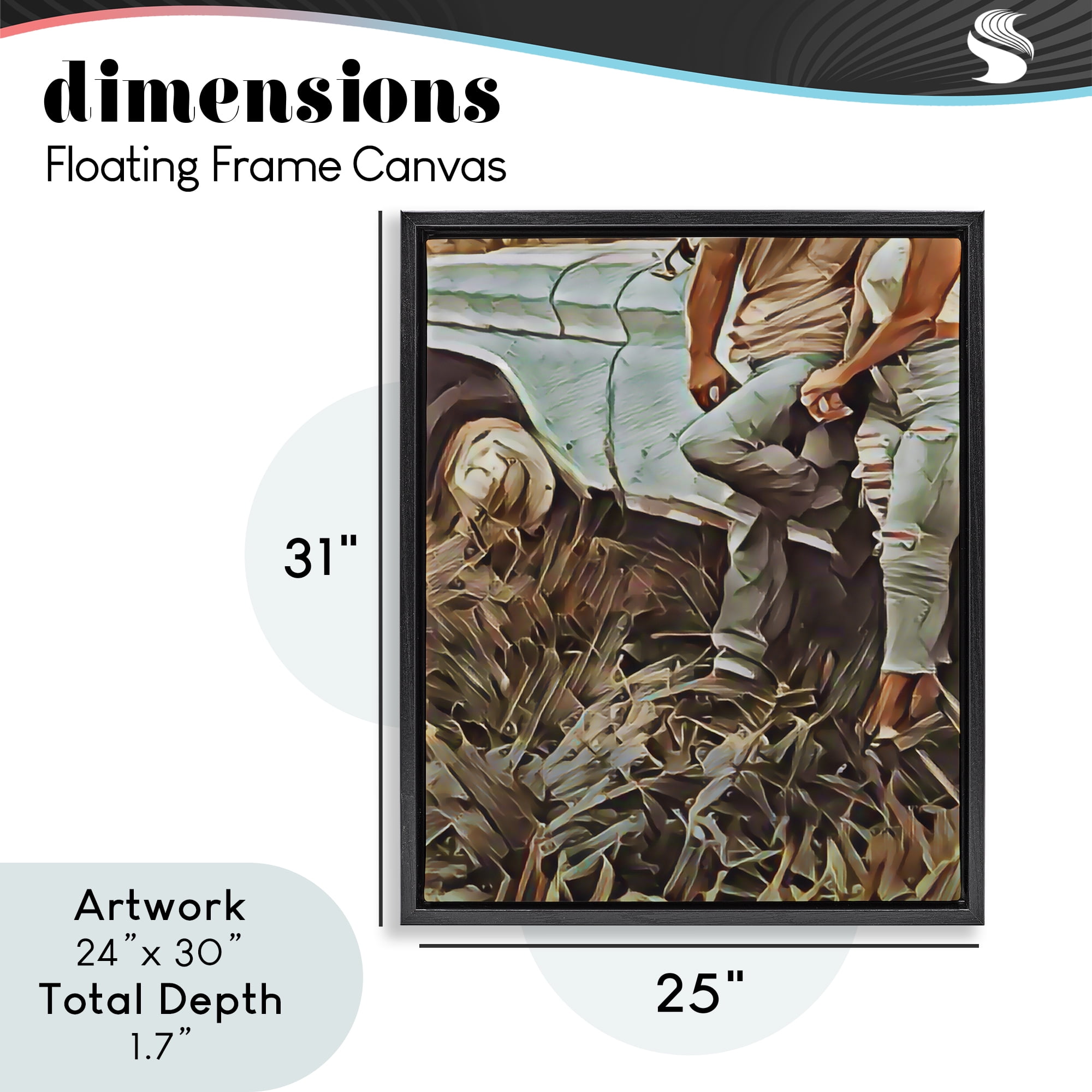 Leaning In Kisses Black Framed Floater Canvas Wall Art, design by Jesse Keith