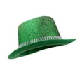 thumbnail image 4 of LPKRT Glitter Top Hat Performance Party Tuxedo Hat With Trim Magician Butler Gentleman Accessory Green, 4 of 5