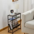 thumbnail image 4 of ZEXVIDA Narrow End Table for Small Spaces - Slim Side Table with Magazine Holder,2 in 1 Design Narrow End Table Living Room,Skinny Bedroom Nightstand Thin Side Magazine Table,Grey, 4 of 10