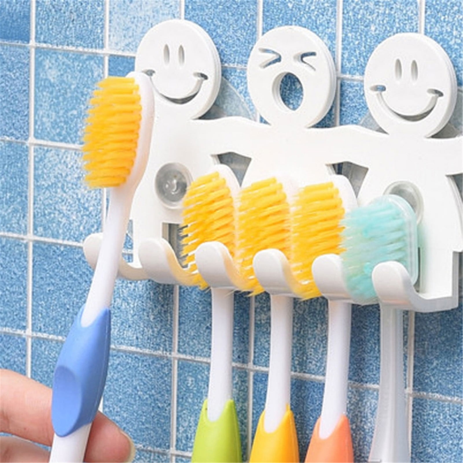 Bathroom Toothbrush Holder Hanger Hooks For 5 Brushes 2 Suction Cup PT 