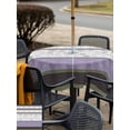 thumbnail image 5 of Outdoor Tablecloth with Umbrella Hole for Patio/Picnic/Party/Camping, Purple Geometric Waterproof Table Cloth Square Cover Washable, Stripes Boho Spring Flowers Country Rural (60"x 60"), 5 of 8