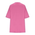thumbnail image 5 of Guieoi Summer Two-Piece Outfit Solid-Color Round-Neck 3/4-Sleeve Top + Shorts Casual Matching Set Pink XL, 5 of 8