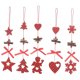 thumbnail image 1 of 5 piezas Navidad nuevo estilo punto rojo colgante de madera cinco estrellas árbol de Navidad colgante creativo Bowknot amor colgante, 1 of 5
