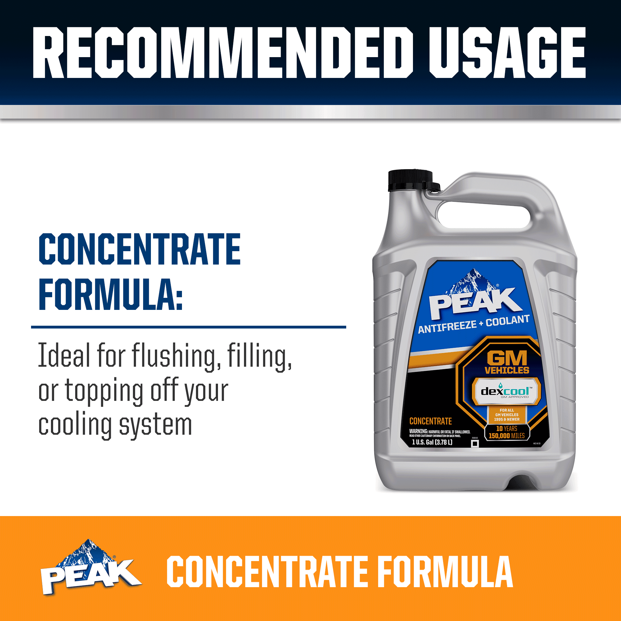 PEAK Dex-Cool Concentrate Antifreeze + Coolant, 1 gal