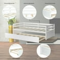 thumbnail image 5 of Giantex Twin Size Wooden Daybed with Pull-Out Trundle Bed Set Wood Guest Bed Frame Slats for Bedroom Living Room Dorm, White, 5 of 8