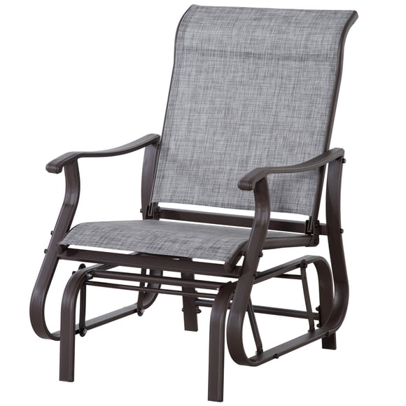 Grey Outdoor Glider Chair - Patio Glider with Steel Frame & Mesh | Garden Seating for Backyard, Porch & Relaxing Comfort (37.4"H)