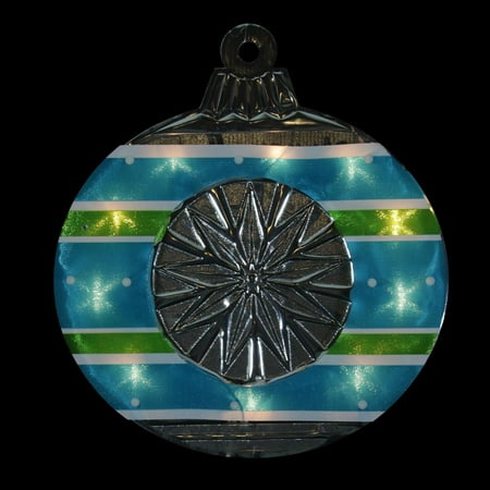 15.5" Lighted Shimmering Blue Green White & Silver Ornament Christmas Window Silhouette Decoration