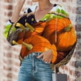 thumbnail image 4 of Mujer Otoño Invierno Casual Sexy Moda Camisa Halloween Impreso Manga Larga Puff Cuello V Jersey Top Fridja fjkfkj7728, 4 of 6