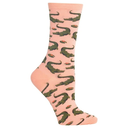 Hot Sox Womens Alligators Crew Socks, Womens Shoe Size 4-10.5, Blush