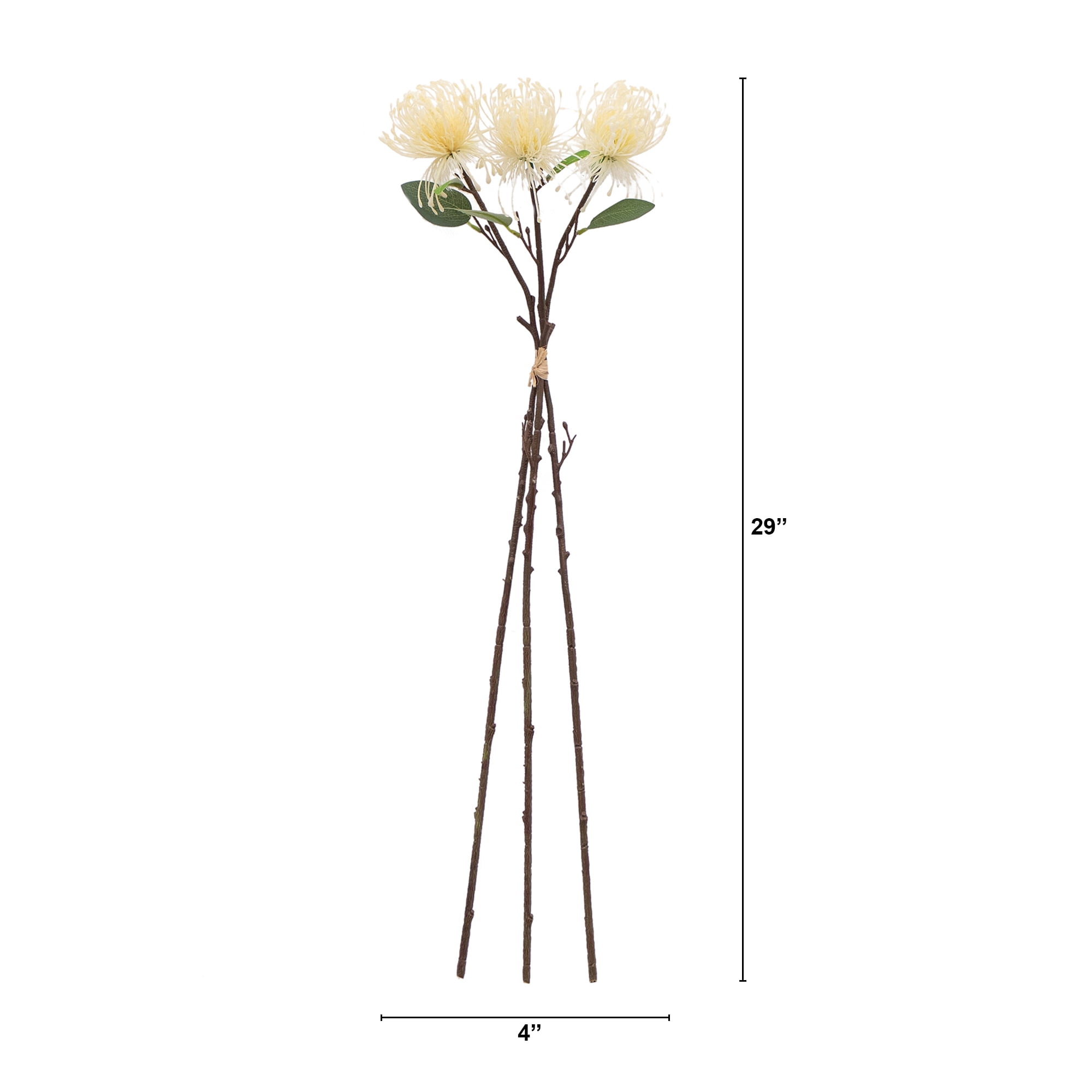 Better Homes & Gardens 29" Artificial Mixed Dried White Floral Stem Bundle, Set of 3