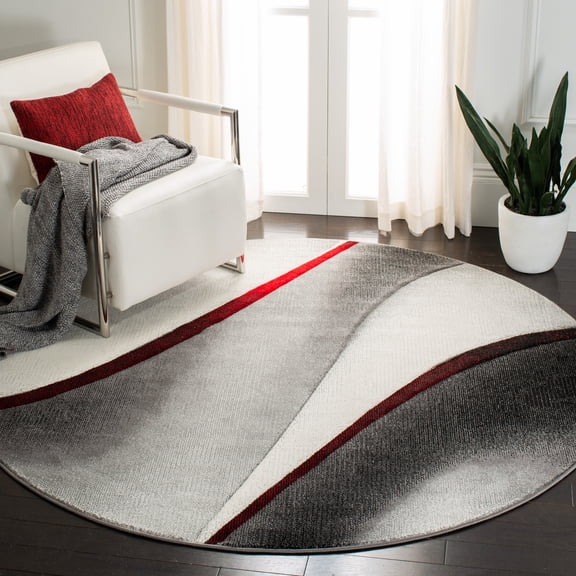 Safavieh Hollywood Candyce Abstract Area Rug, Gray/Red, 4' x 4' Round