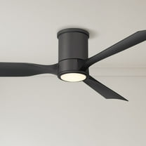 Casa Vieja 56" Keel Indoor Outdoor Ceiling Fan 3 Blade LED Light Remote Control Matte Black Finish Bedroom Hugger Damp Rated