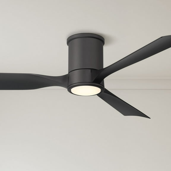 Casa Vieja 56" Keel Indoor Outdoor Ceiling Fan 3 Blade LED Light Remote Control Matte Black Finish Bedroom Hugger Damp Rated