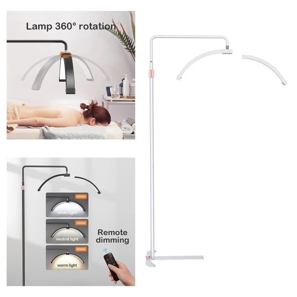 Luz de pestañas para extensiones de pestañas, luz de salón de belleza con soporte para teléfono, luz de medio círculo de 36 W, lámpara de pie LED para cuidado de la piel de Blanco Salvador Luz de piso