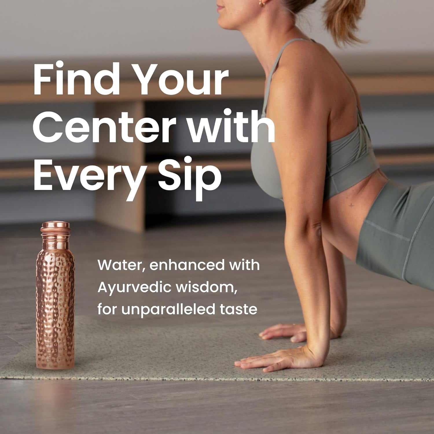 34oz Pure Copper Water Bottle for Drinking – Ayurvedic Hammered Copper Water Bottle, Leak Proof Lid – Large Handcrafted Copper Bottle Water Vessel – 100% Copper Drinking Water Bottle 34 Oz