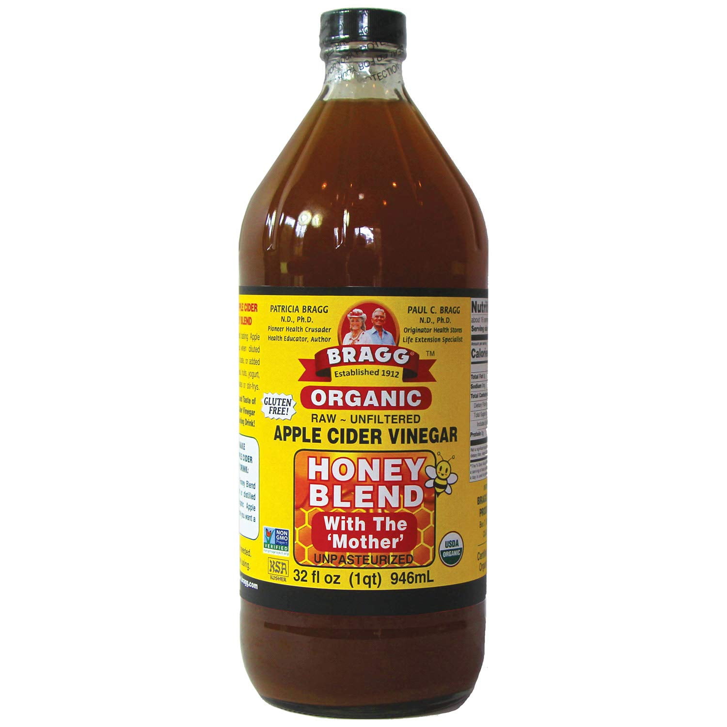 Bragg Organic Apple Cider Vinegar Blends, Honey Blend, 32 Ounce