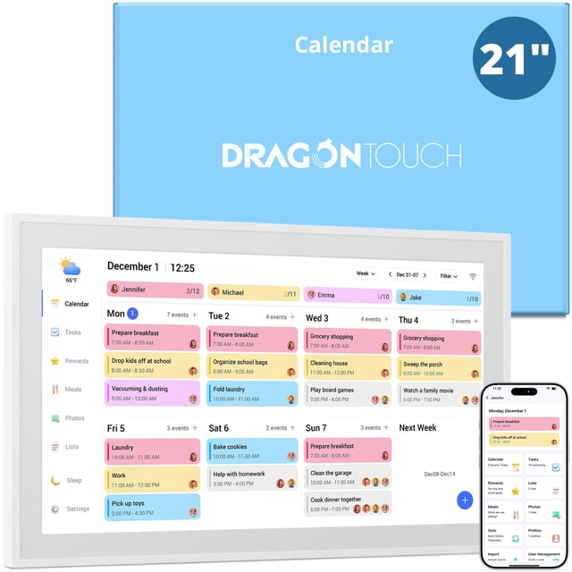 Calendario digital con tabla de tareas Dragon Touch 21.5 1080P FHD