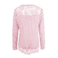 thumbnail image 5 of QIJUNTUO ​Women's Boho Crochet Square Neck Blouse With Flowy Sleeves For Coastal Chic Style And Beach Wedding Guest Attire​ Pink, 5 of 5