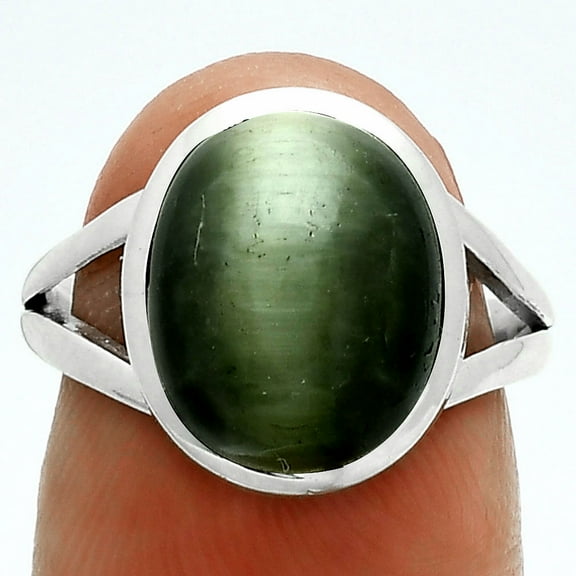 Natural Genuine Cats Eye 925 Sterling Silver Ring s.7 Jewelry R-1005 SDR244114