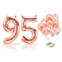 PARIS PRODUCTS - 95th Birthday Rose Gold Balloons & Number 95 Mylar Balloon, 95th Birthday Party Decor, 95th Birthday Decorations for Woman, 95th Birthday Decorations Woman