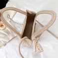 thumbnail image 2 of Bolsos cruzados para mujer Bolso de paja tejido con lazo para mujer Bolsos de playa informales para mujer (Beige) Likrtyny Para Estrenar, 2 of 9