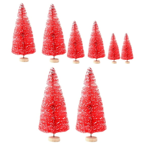 amagogo 8 Pieces Mini Artificial Christmas Tree Ornaments 4 Sizes Bottle Brush Trees for Red
