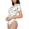 thumbnail image 2 of Daiia winter Snowflake Dachshund print Women's Crew Neck Short Sleeve Bodysuit Fashion Tops Fit Casual Basic Extender Bodysuit-XX-Large, 2 of 9