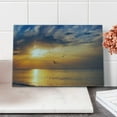 thumbnail image 2 of Birds Cutting Board, Early Morning Sunrise over the Ocean and a Bird Horizon Nature Panoramic View, Decorative Tempered Glass Cutting and Serving Board, Small Size, Blue and Orange, by Ambesonne, 2 of 5