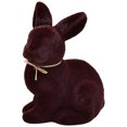 thumbnail image 1 of Adorno de conejito flocado de Pascua de musgo para decoración de fiesta en el jardín del hogar de Pascua marrón, 1 of 7