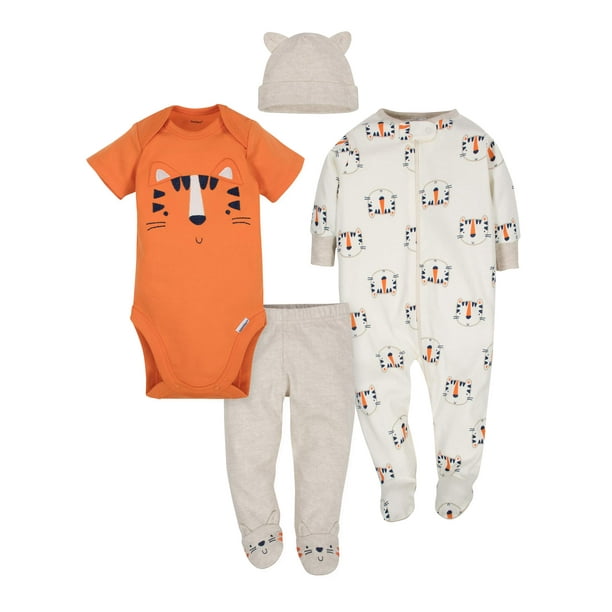 Gerber Baby Boy Outfit Take Me Home Shower Gift Set, 4Piece