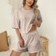 thumbnail image 1 of MKLEKYY Pantalones Cortos Deportivos para Mujer, Informales, de Verano, Suaves y Cómodos, con Cuello Redondo y Diseño A Rayas para Uso Diario En Primavera y Verano., 1 of 4