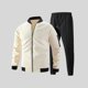 thumbnail image 4 of Ceisia Men's Regular Fit Waffle Knit Baseball Collar Jacket & Jogger Pants Set | Casual Outdoor Two-Piece Outfit Gifts, 4 of 7