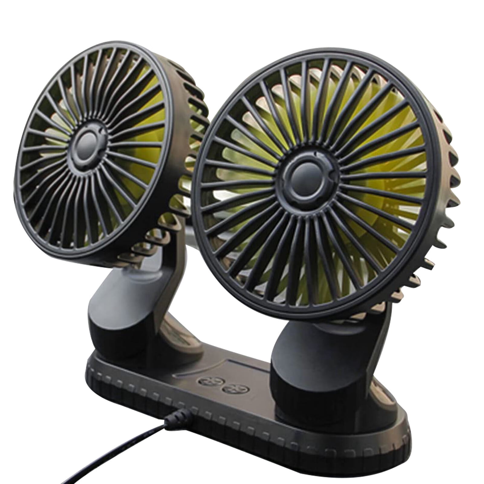 Dual Head Electric Fan 360 Degrees Rotation Auto Cooling Fan