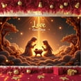 thumbnail image 6 of Starry Design Love Came Down Banner Religious Theme Nativity Banner Golden Star Red Background Christmas Banner for Christmas Decoration Church Event Religious Ceremony, 6 of 9