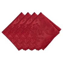 Elrene Home Fashions Poinsettia Elegance Jacquard Holiday Napkins, Set of 4, 17x17
