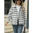 thumbnail image 6 of Cuteduck Women Plaid Fashion Jacket Button Up Long Sleeve Fall Casual Dressy Loose Coat with Pockets S-XL, 6 of 7