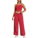 thumbnail image 2 of Conjunto de chándal para mujer ATHLECHIC, top de tirantes spaghetti y pantalones rectos M rojo, 2 of 5