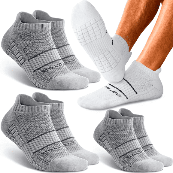 Mqamex Men's Athletic Ankle Socks 6 Pairs, Cushioned Cotton Blend Running Gym Socks with Arch Support
