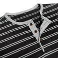 thumbnail image 4 of WTOBBY Men's Casual Long-Sleeve Shirt Striped Henley with Three-Button Design Relaxed Top for Spring and Fall Seasons Everyday Fashion,Black 2XL, 4 of 8