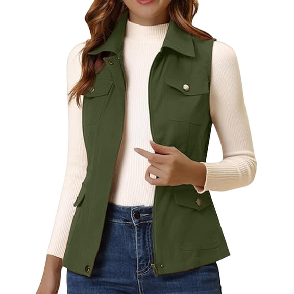 Women's Travel Vest with Pockets Summer Sleeveless Cargo Utility Vest