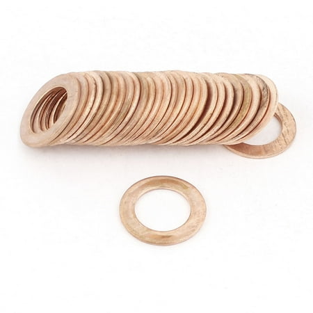 - Unique Bargains 30PCS 16mm OD 10mm ID 1mm Thick Copper Washer Flat Ring Oil Brake Line Seal