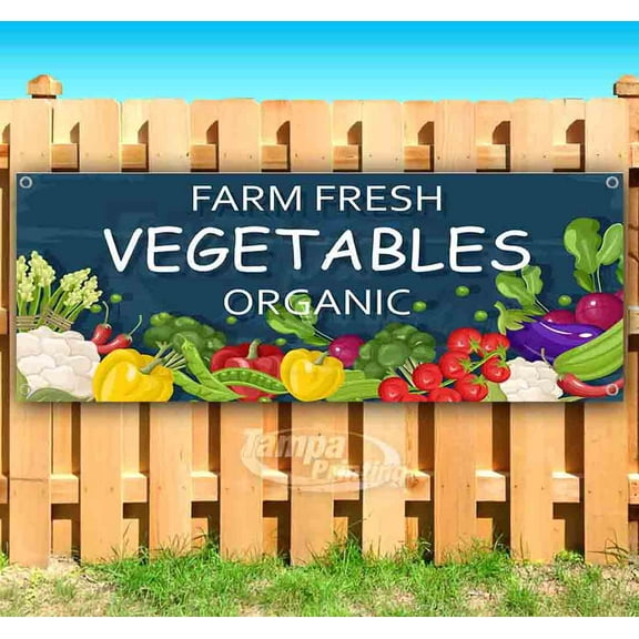 Farm Fresh Vegetables Organic 13 oz Vinyl Banner With Metal Grommets