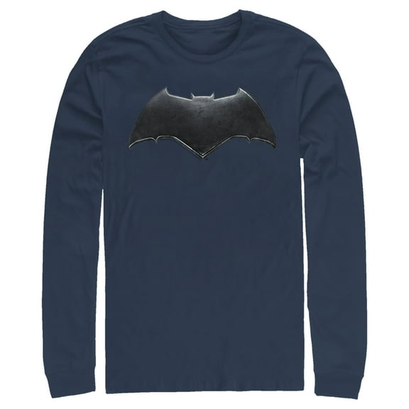 Men's Zack Snyder Justice League Batman Logo Long Sleeve Shirt Navy Blue X Large