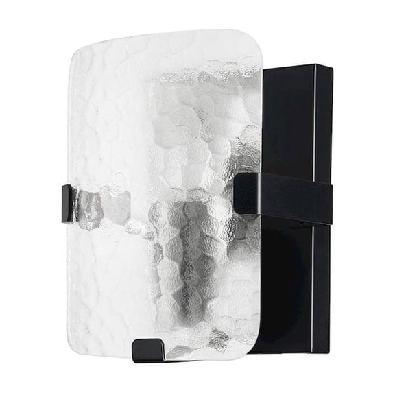 Dainolite 1 Light Wall Sconce in Matte Black w/ Clear Textured Glass