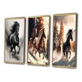 thumbnail image 3 of Designart "Ink Illustration Black Horse Galloping" Animals Horse Framed Wall Art Set Of 3 - Black Horse Frame Gallery Set For Office Decor, 3 of 6